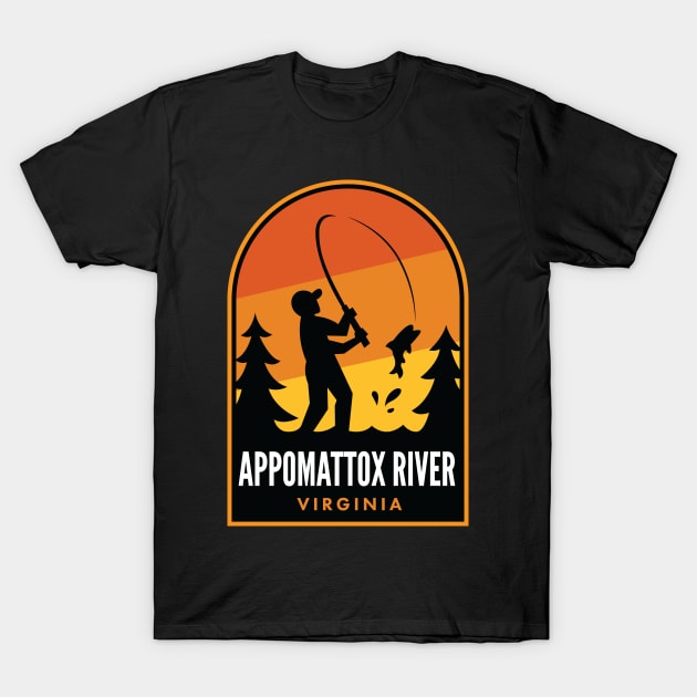 Appomattox River Virginia Fishing T-Shirt by HalpinDesign